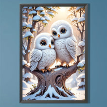 Load image into Gallery viewer, Snow Scenery Owls Paint With Diamonds Custom
