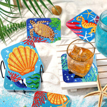 Load image into Gallery viewer, 8 Pcs Diamond Art Coasters Diamond Painting Coasters with Holder Beginner Ocean Sea Animal Diamond Crafts for Gift
