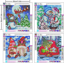 Load image into Gallery viewer, 4 Pack 5D Diamond Art for Adults DIY Snowman Gnome Santa 11.8 x 11.8 inch
