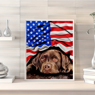 American Flag And Dog Diamond Painting Kits For Adults 11.8*15.7 Inches