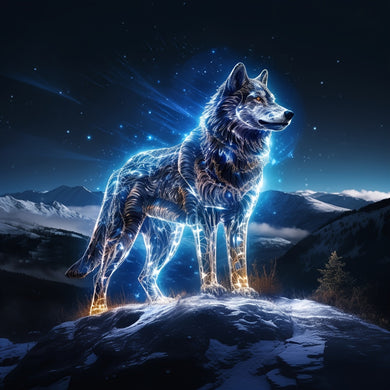 Large 5D Diamond Painting Glowing Wolf 40 x 40cm/15.7 x 15.7in