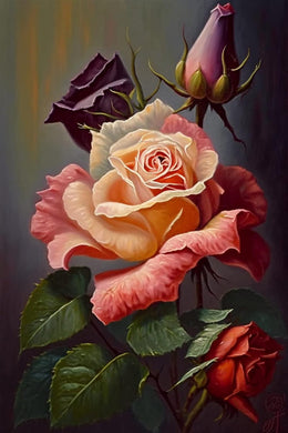 Blooming roses diamond painting kit – elegant floral 5D wall art for romantic home décor