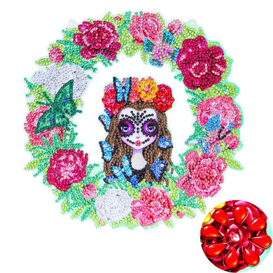 Butterfly Girl Diamond Painting Christmas Wreath Kit Art