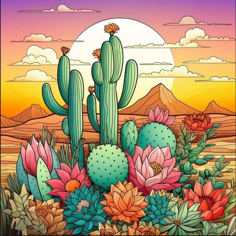 5d Diamond Painting Kits - Cactus And Flowers