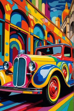 Rhinestone Diamond Art Kit of Colorful Vintage Car, retro classic automobile wall d¨¦cor for home or office