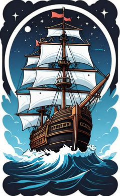 5D Diamond Art Kit of Sailing Ship on Waves with Starry Night, ocean-inspired wall d¨¦cor for DIY enthusiasts