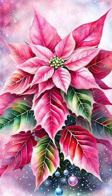 DIY Diamond Art Kit of Colorful Poinsettia Flower, sparkling holiday floral wall decoration for festive d¨¦cor