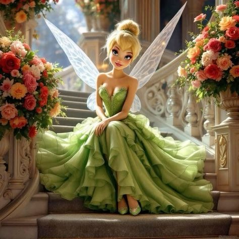 Green Dress Animated Character Full Drill Diamond Art Kit-Sparkling Cartoon  Embroidery