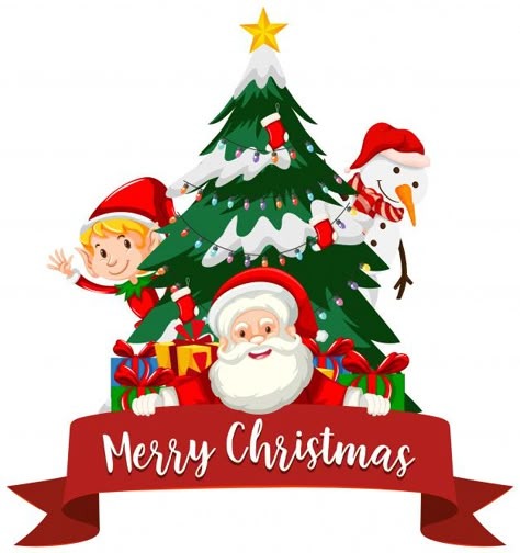 Cartoon Santa, Elf, and Snowman with Christmas Tree embroidery kit, cheerful festive craft for holiday-themed walls
