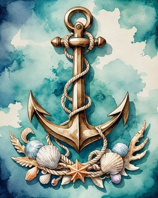 Rhinestone Diamond Painting Kit of Decorative Anchor with Rope, nautical-inspired home d¨¦cor for sparkling wall art