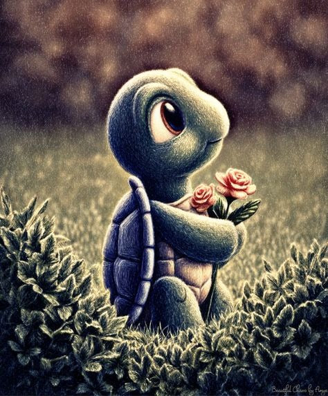 Cartoon Turtle with Flowers DIY 5D Mosaic Diamond Art Kit, cute animal embroidery craft for kids¡¯ rooms or creative spaces