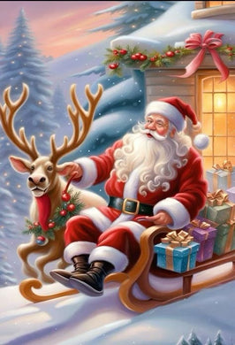 Santa Claus Sleigh Ride DIY Mosaic Kit, sparkling holiday wall decoration to add festive charm to living rooms