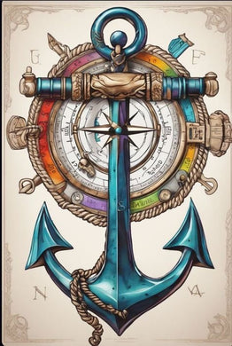 Compass and Anchor DIY Rhinestone Mosaic Kit, nautical adventure-inspired wall d¨¦cor for beach or coastal homes