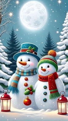 Two Snowmen in Winter DIY Mosaic Kit, sparkling holiday wall d¨¦cor to create cozy festive atmosphere at home