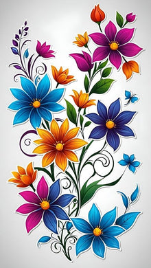 Vibrant Floral Pattern DIY Glitter Mosaic Kit, sparkling handmade flower wall art for living rooms or creative spaces