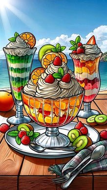 Fruit Salad with Parfait Glasses DIY Creative Mosaic Kit, colorful handmade kitchen wall art adding fun and vibrant d¨¦cor