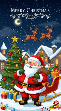 Cartoon Santa Claus with Reindeer DIY Glitter Craft Kit, fun holiday handmade wall decoration for festive family d¨¦cor