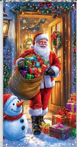 Santa Claus with Gifts and Snowman DIY Glitter Mosaic Kit, sparkling festive wall art for cozy holiday home decoration