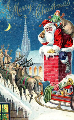 Santa in Sleigh with Reindeer Christmas Card DIY Glitter Craft Kit, festive handmade holiday greeting perfect for gifting