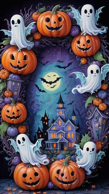 Halloween Pumpkins and Haunted House DIY Glitter Craft Kit, spooky handmade holiday wall decoration perfect for Halloween d¨¦cor