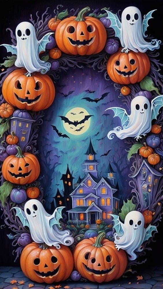 Halloween Pumpkins and Haunted House DIY Glitter Craft Kit, spooky handmade holiday wall decoration perfect for Halloween d¨¦cor
