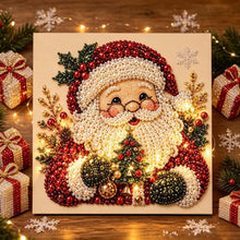 Load image into Gallery viewer, Christmas Pearl Diamond Painting Kit with Wooden Inner Frame – 3D Santa DIY Craft, 20x20cm
