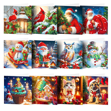 DIY Christmas Bird Diamond Painting Card Kit – Sparkling Holiday Greeting Card with Resin Diamonds and Tools