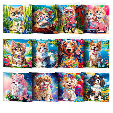 Christmas Cat Diamond Painting Card Kit – DIY Sparkling Holiday Greeting Card