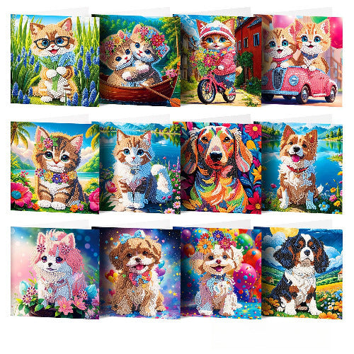 Christmas Cat Diamond Painting Card Kit – DIY Sparkling Holiday Greeting Card