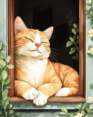Cat Sitting in Window DIY Rhinestone Craft Kit, cozy pet-themed sparkling wall art for animal lovers¡¯ homes