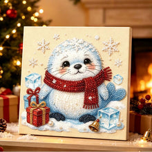 Load image into Gallery viewer, Christmas Pearl Diamond Painting Kit with Wooden Inner Frame – 3D Santa DIY Craft, 20x20cm
