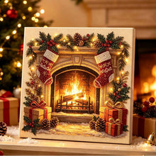Load image into Gallery viewer, Christmas Pearl Diamond Painting Kit with Wooden Inner Frame – 3D Santa DIY Craft, 20x20cm
