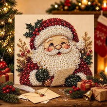 Load image into Gallery viewer, Christmas Pearl Diamond Painting Kit with Wooden Inner Frame – 3D Santa DIY Craft, 20x20cm
