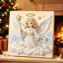 Load image into Gallery viewer, Christmas Pearl Diamond Painting Kit with Wooden Inner Frame – 3D Santa DIY Craft, 20x20cm
