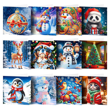 DIY Christmas Penguin Diamond Painting Card Kit – Sparkling Holiday Greeting Card with Resin Diamonds