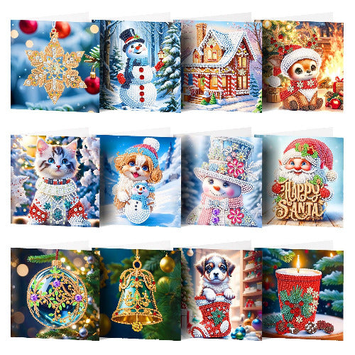 Snowflake Christmas Greeting Card DIY Diamond Painting Kit Holiday Craft
