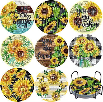 Sunflower 8 Pcs DIY Diamonds Painting Coasters