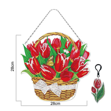 Tulip DIY Diamond Painting Wreath with Keychain