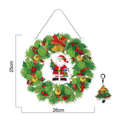 DIY Diamond Painting Christmas Santa Claus Wreath with Keychain