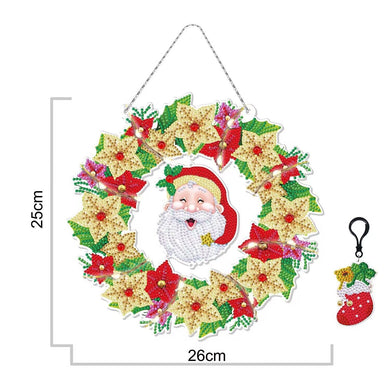 Santa Claus Diamond Painting Christmas Wreath with Keychain