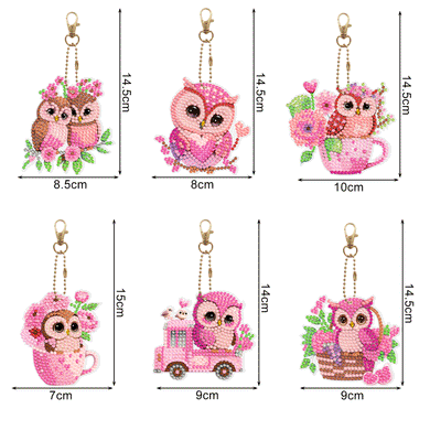 Pink Owl DIY Diamond Painting Keychain Kit Jewelry ADP10135