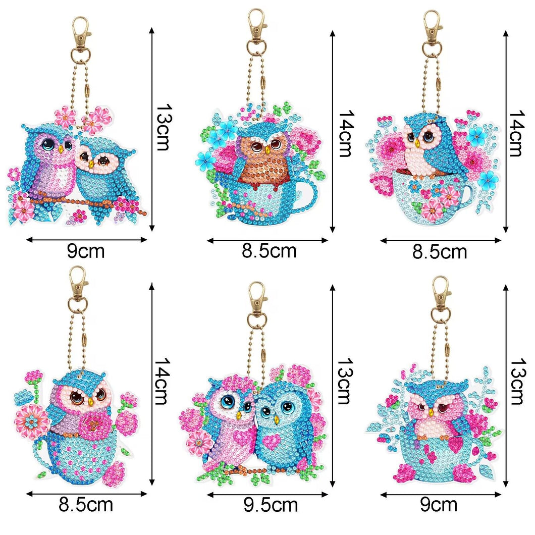 Blue Owl DIY Diamond Painting Keychain Kit Jewelry ADP10141