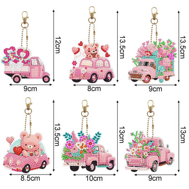 Pink Car Owl DIY Diamond Painting Keychain Kit Jewelry ADP10142