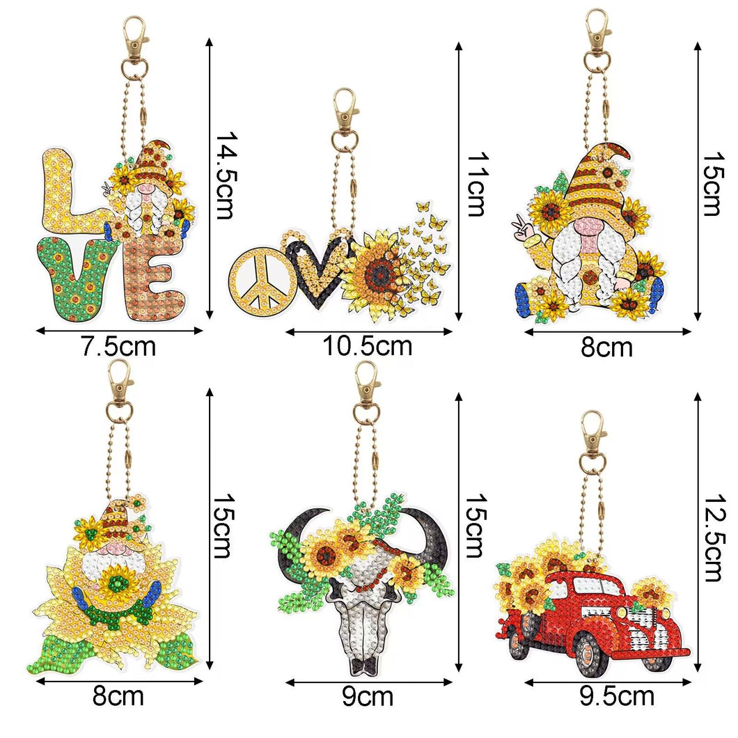 6PCS Love DIY Keychains Kits Flowers ADP10196