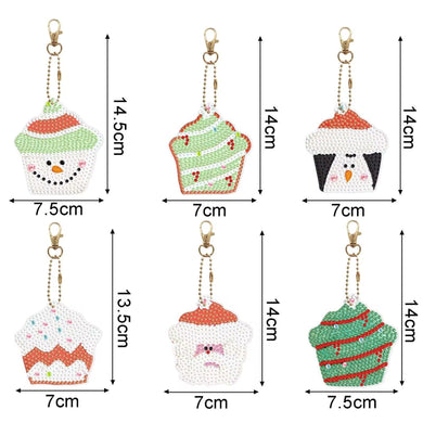 Cupcake Christmas DIY Diamond Painting Keychain Kit