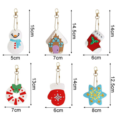 6pcs Glove Snowy House Christmas DIY Diamond Painting Keychain Kit