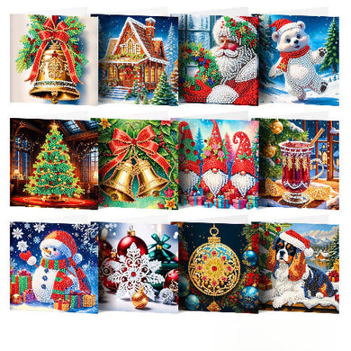DIY Christmas Bell Diamond Painting Card Kit – Sparkling Holiday Greeting Card with Resin Diamonds and Tools