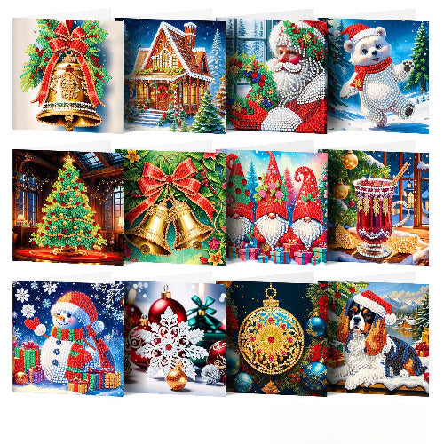 DIY Christmas Bell Diamond Painting Card Kit – Sparkling Holiday Greeting Card with Resin Diamonds and Tools