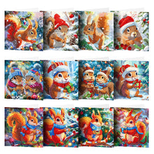 Load image into Gallery viewer, DIY Christmas Squirrel Diamond Painting Card Kit – Sparkling Holiday Greeting Card with Resin Diamonds
