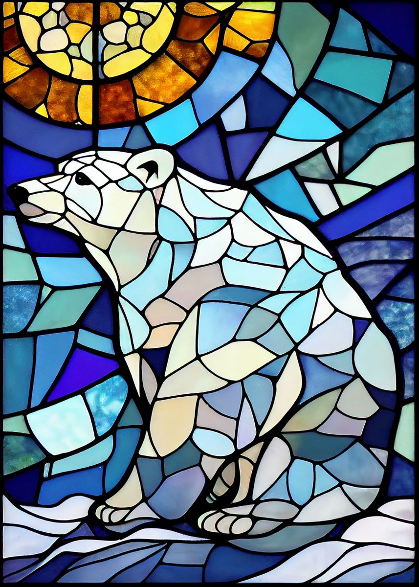 Polar Bear - Stained Glass Diamond Painting Kits - 30x40cm